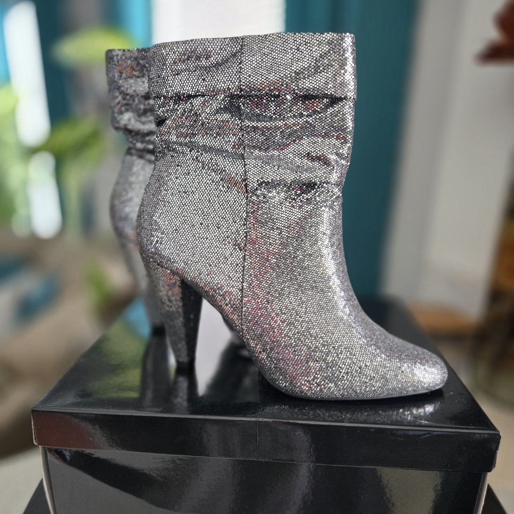 New Silver Glitter  ANKLE BOOTS